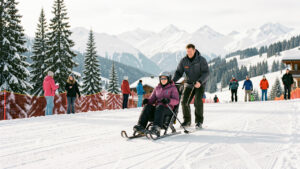 Lire la suite à propos de l’article Location handiski en station familiale : séance accompagnée ou fauteuil-ski à la journée ?
